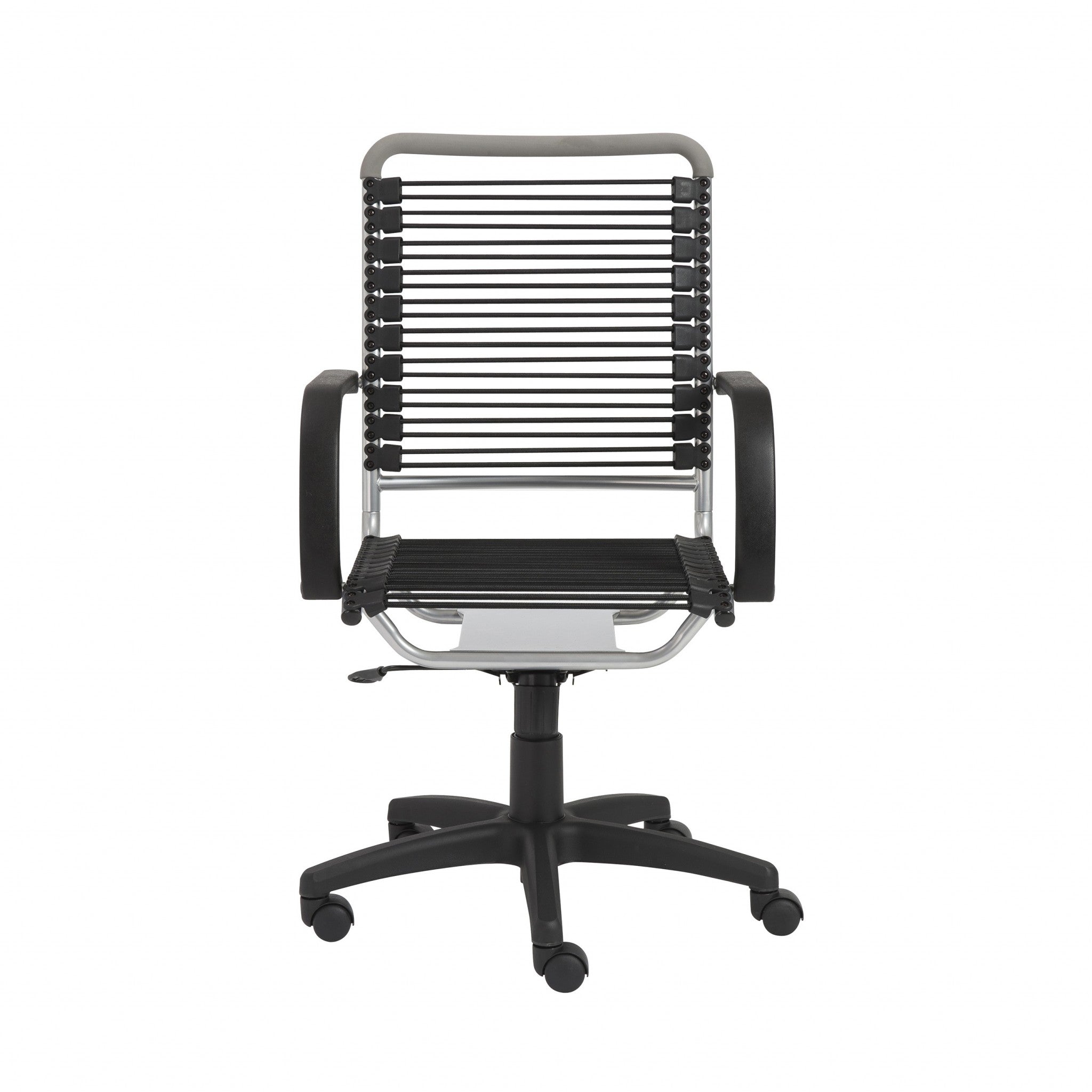 Black and Silver Adjustable Swivel Bungee Rolling Office Chair