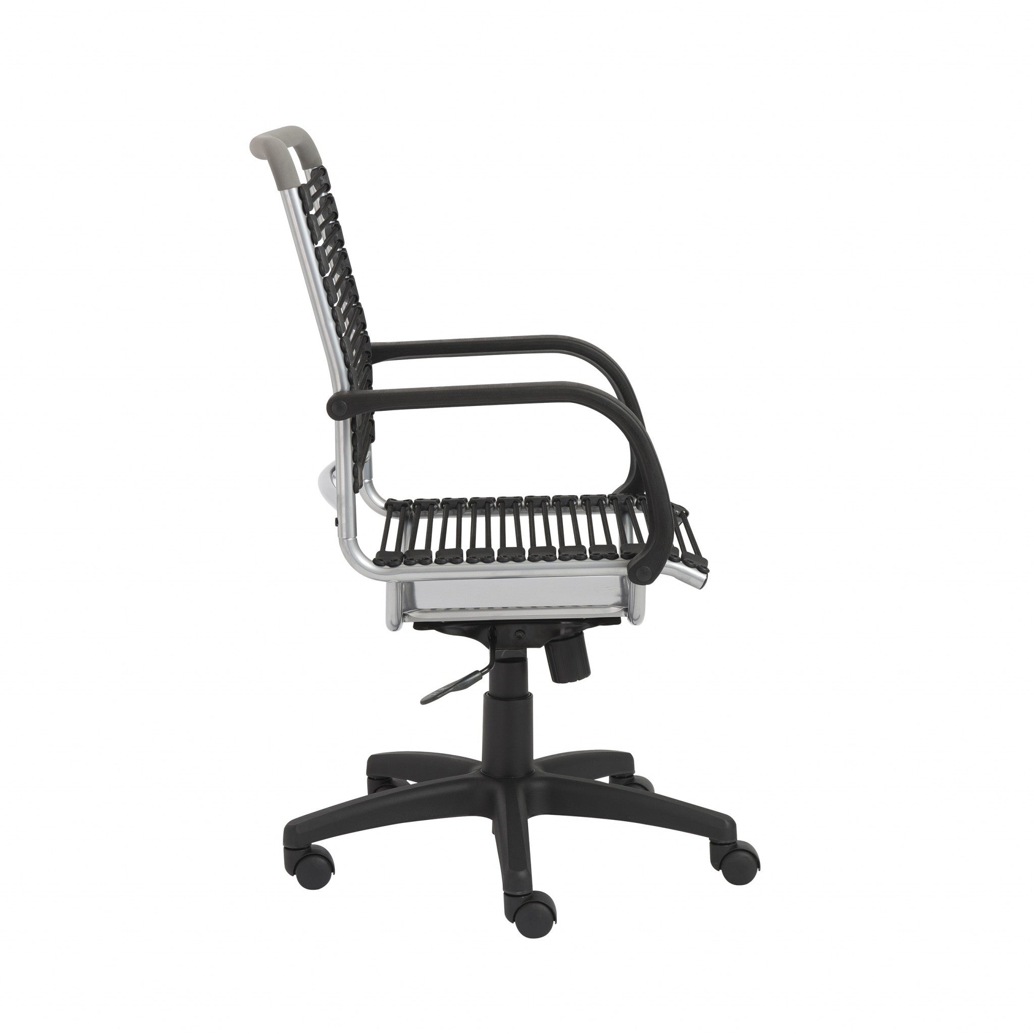 Black and Silver Adjustable Swivel Bungee Rolling Office Chair