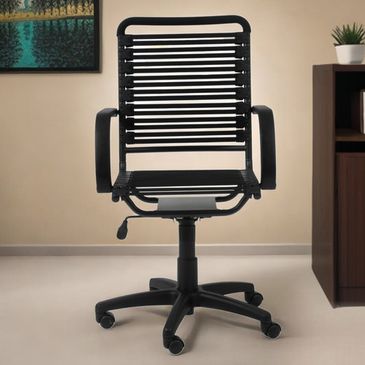 Black Adjustable Swivel Bungee Rolling Office Chair