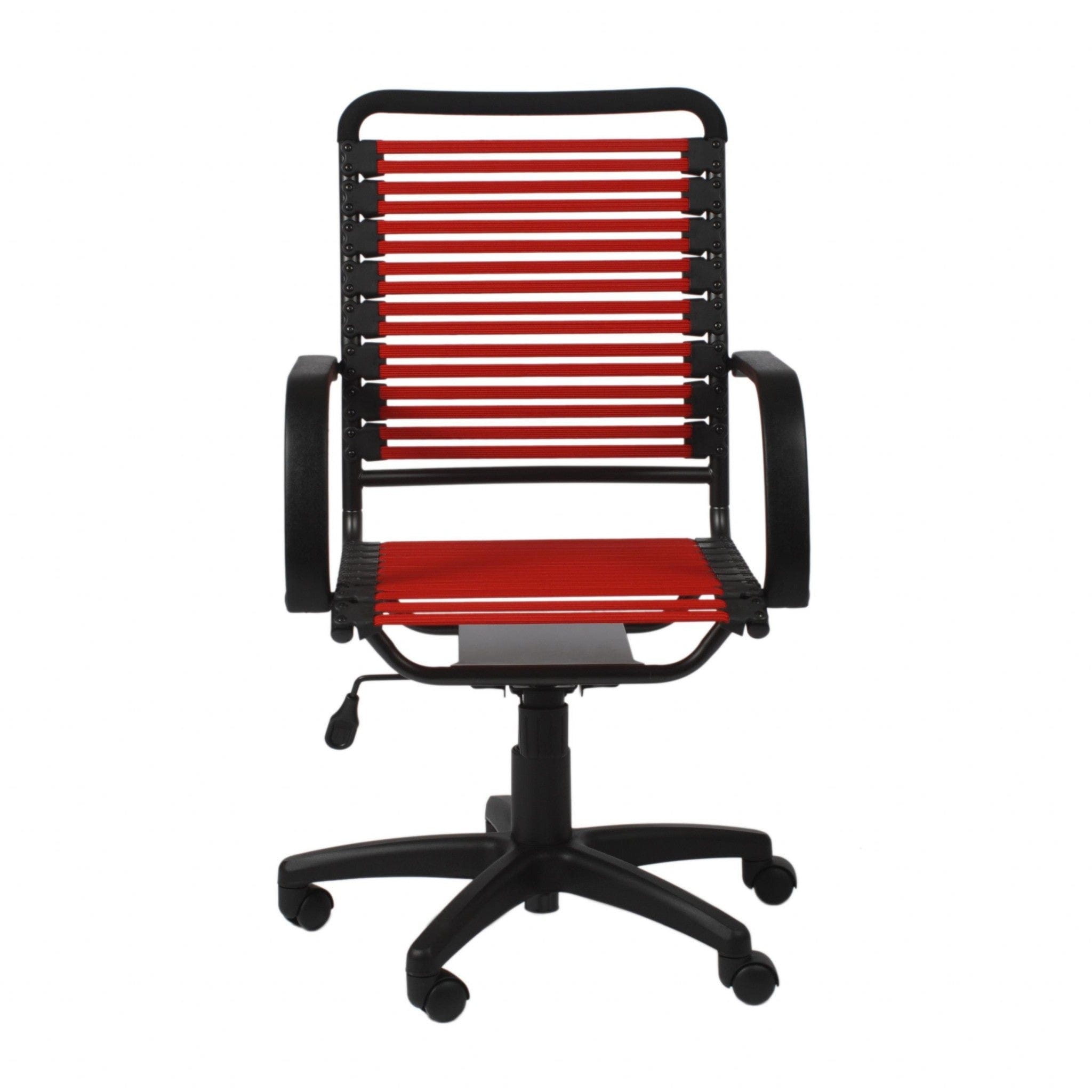 Red and Black Adjustable Swivel Bungee Rolling Office Chair - Homeroots