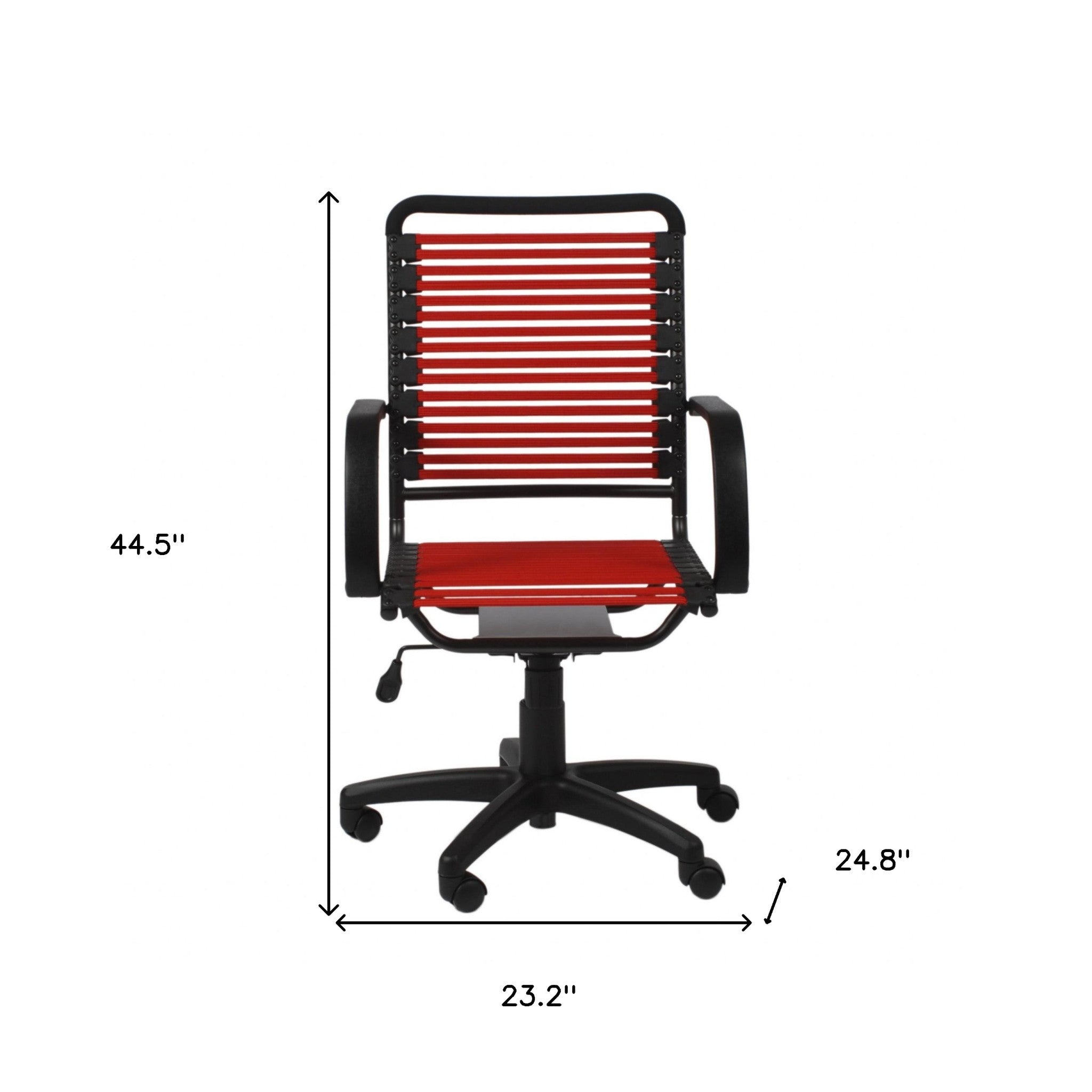 Red and Black Adjustable Swivel Bungee Rolling Office Chair