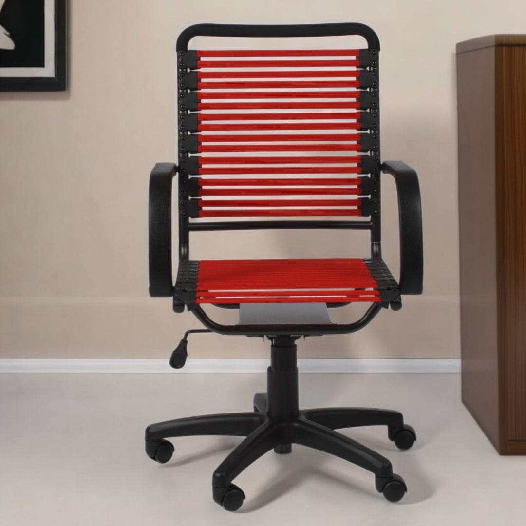 Red and Black Adjustable Swivel Bungee Rolling Office Chair - Homeroots