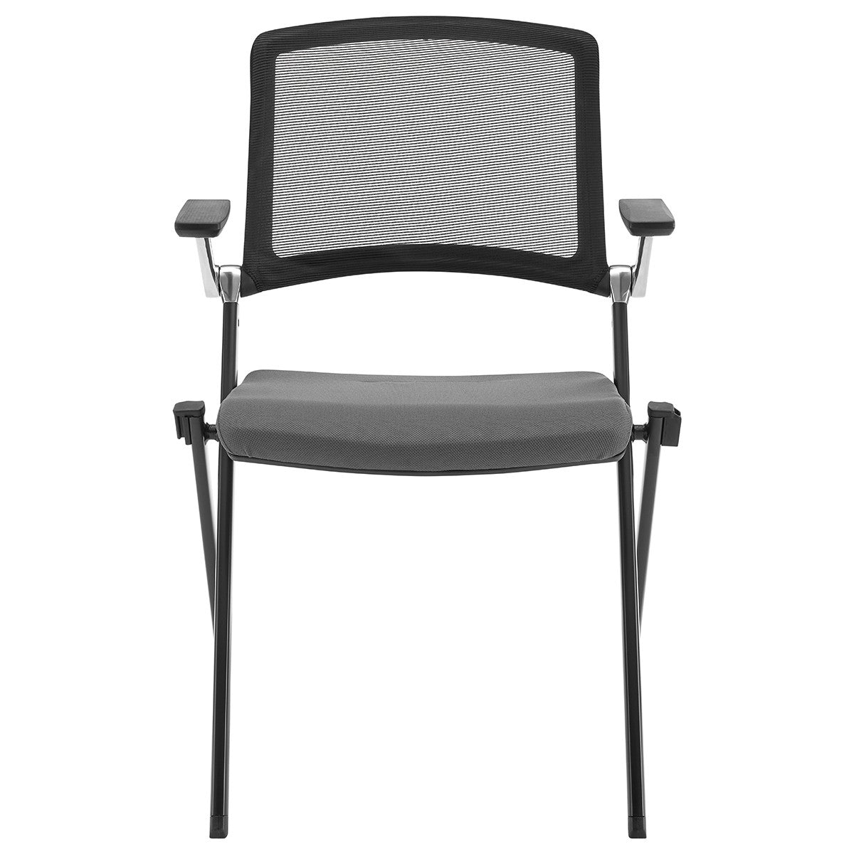 Set of Two Black Gray and Black Mesh Conference Office Chair