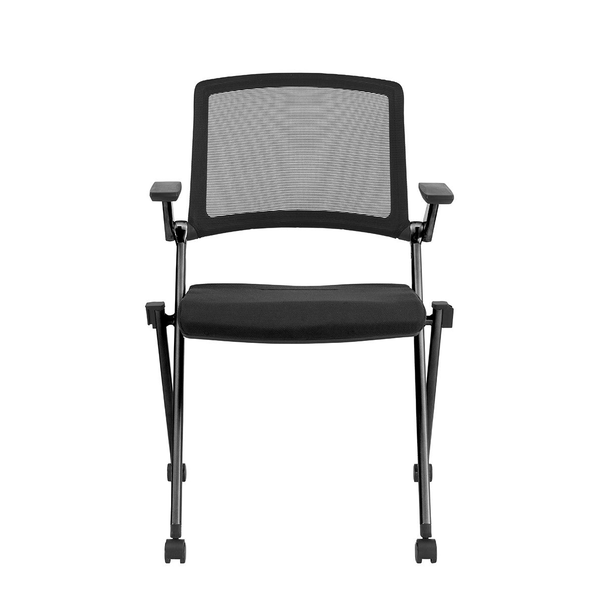 Set of Two Black Mesh Rolling Conference Office Chair