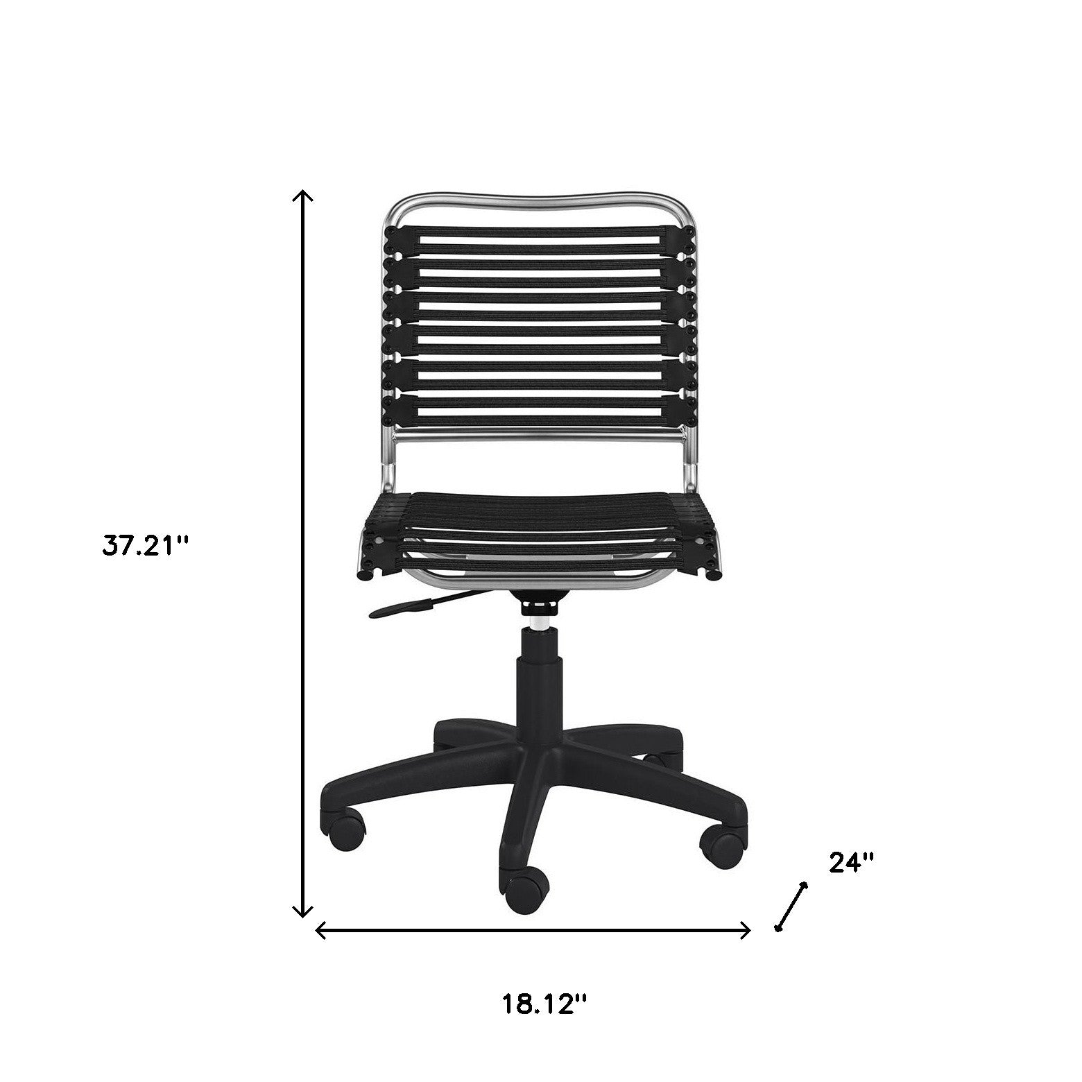 Black and Silver Adjustable Swivel Bungee Rolling Office Chair