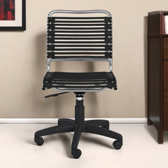 Black and Silver Adjustable Swivel Bungee Rolling Office Chair