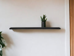 75" Black Wooden Wall Mounted Floating Shelf - Homeroots