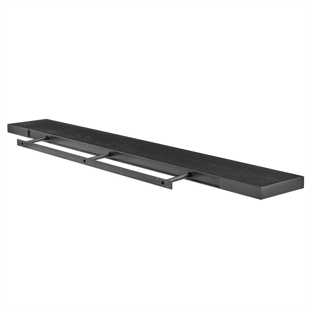 75" Black Wooden Wall Mounted Floating Shelf - Homeroots