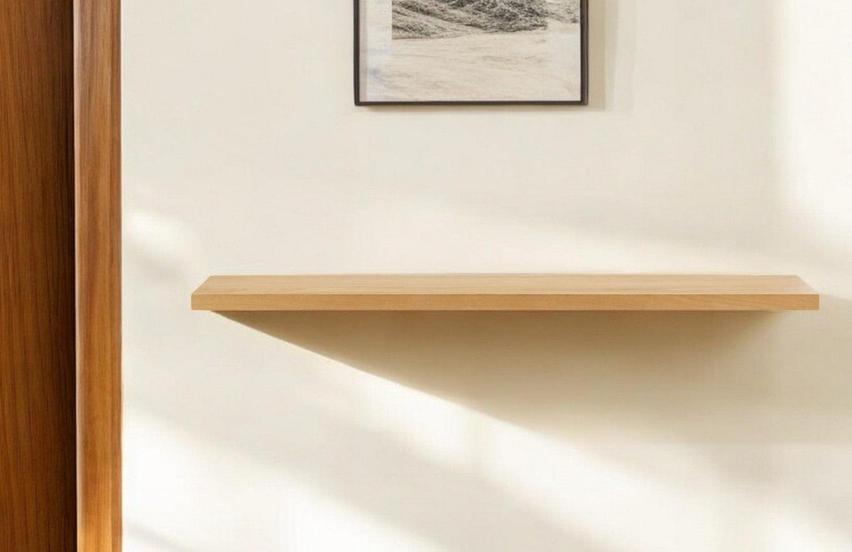 75" Natural Wooden Wall Mounted Floating Shelf - Homeroots