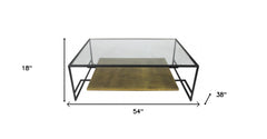 Modern Black and Gold Glass Coffee Table