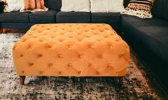 Velvety Orange Modern Square Coffee Table