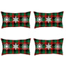 Set of 4 Christmas Snowflake Trio Plaid Lumbar Throw Pillows