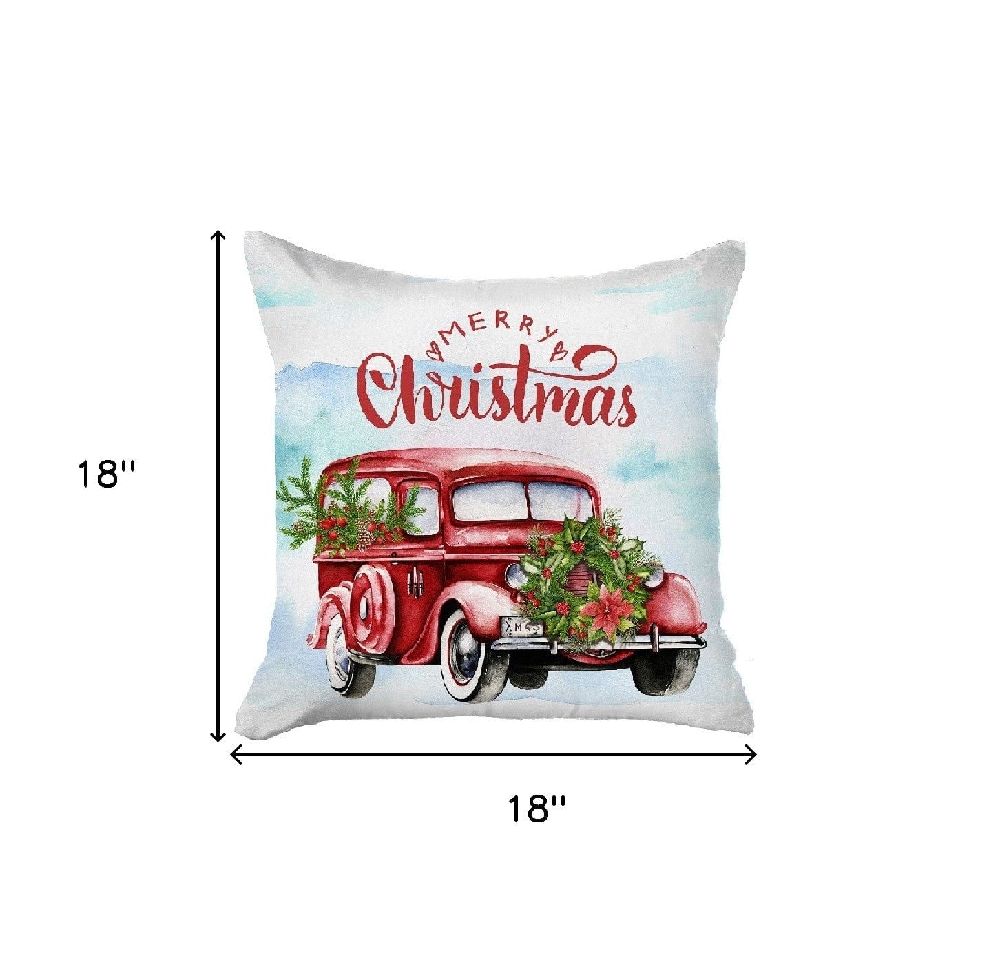 18" Multicolor Christmas Wreath Throw Pillow - Homeroots