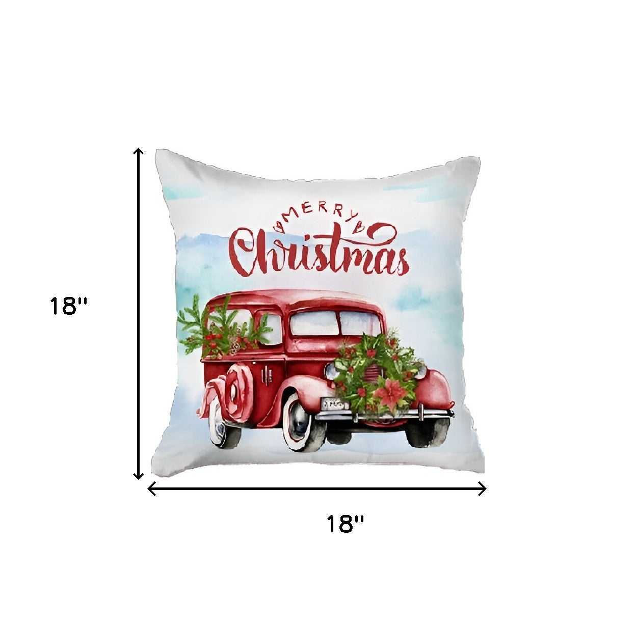 Set of 2 Merry Christmas Vintage Red Car Throw Pillows