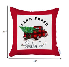 Christmas Buffalo Check Pick Up Truck Pillow Cover