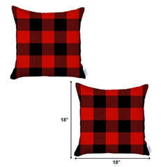 Set of 2 Red and Black Buffalo Plaid Throw Pillow Cover