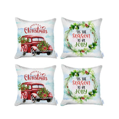 Set of 4 Merry Christmas Tis the Season Thow Pillow Covers