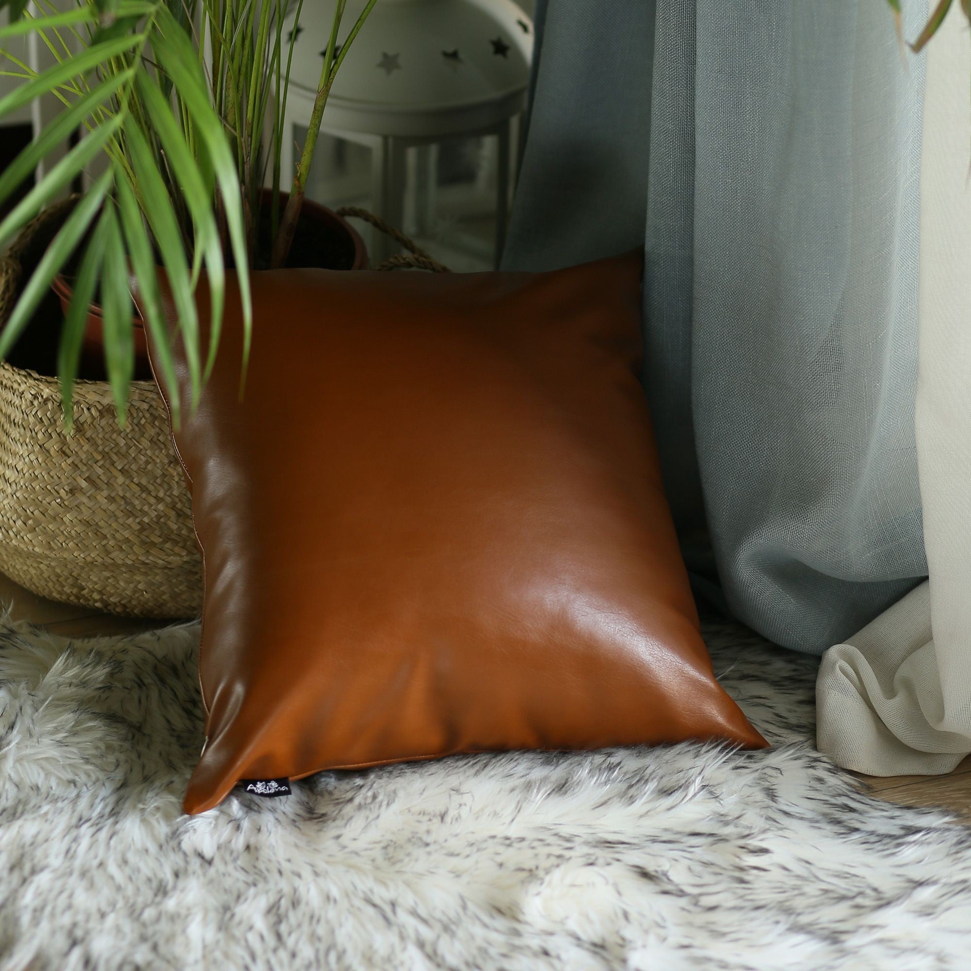 Set of 2 Rustic Brown Geometric Throw Pillow Covers