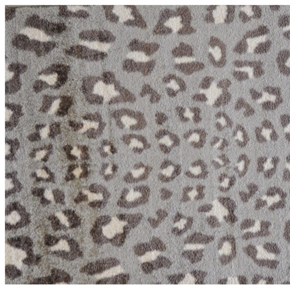 2' X 4' Gray and Brown Cheetah Washable Floor Mat - Homeroots