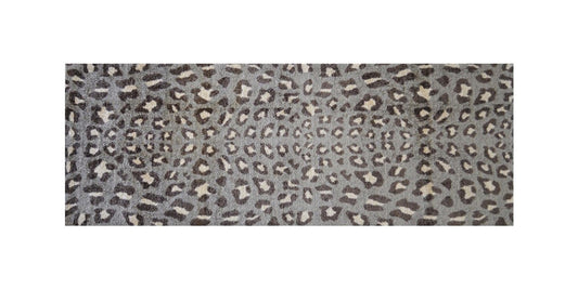 2' X 6' Gray and Brown Cheetah Washable Runner Rug - Homeroots