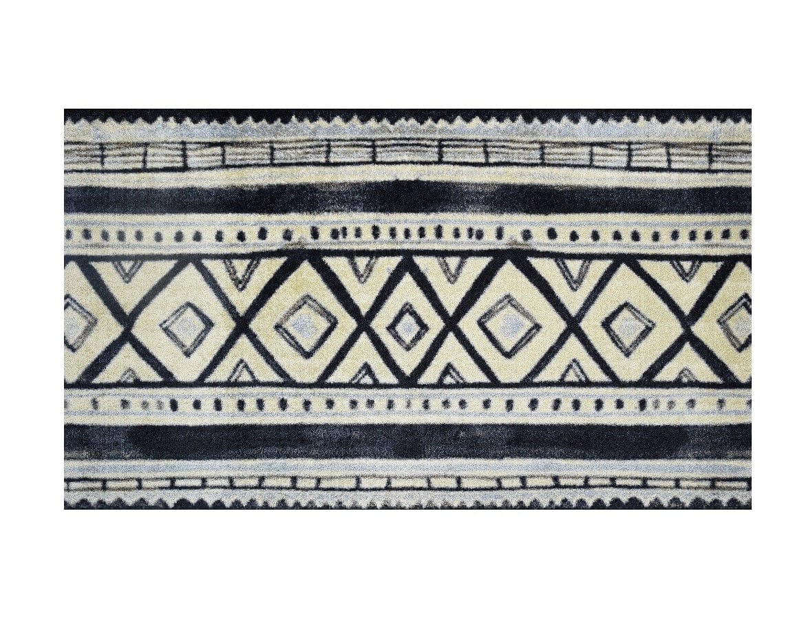 2' X 4' Black and Gray Modern Tribal Washable Floor Mat - Homeroots