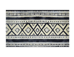 2' X 4' Black and Gray Modern Tribal Washable Floor Mat - Homeroots