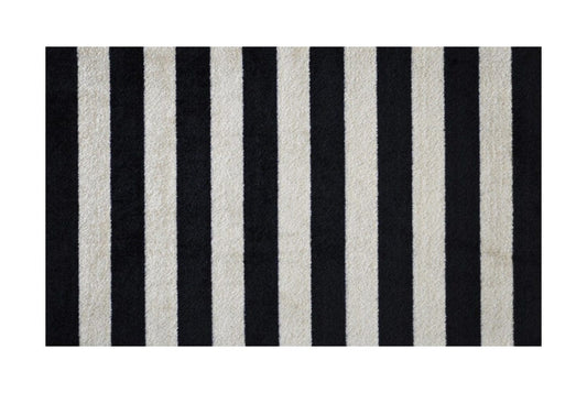 2' X 4' Black and Tan Wide Stripe Washable Floor Mat - Homeroots