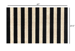 2' X 4' Black and Tan Wide Stripe Washable Floor Mat - Homeroots