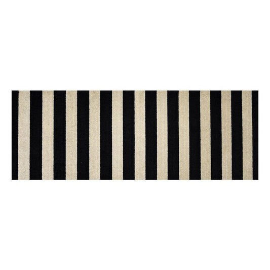 2' X 6' Black and Tan Wide Stripe Washable Runner Rug - Homeroots