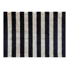 2' X 3' Black and Tan Wide Stripe Washable Floor Mat - Homeroots