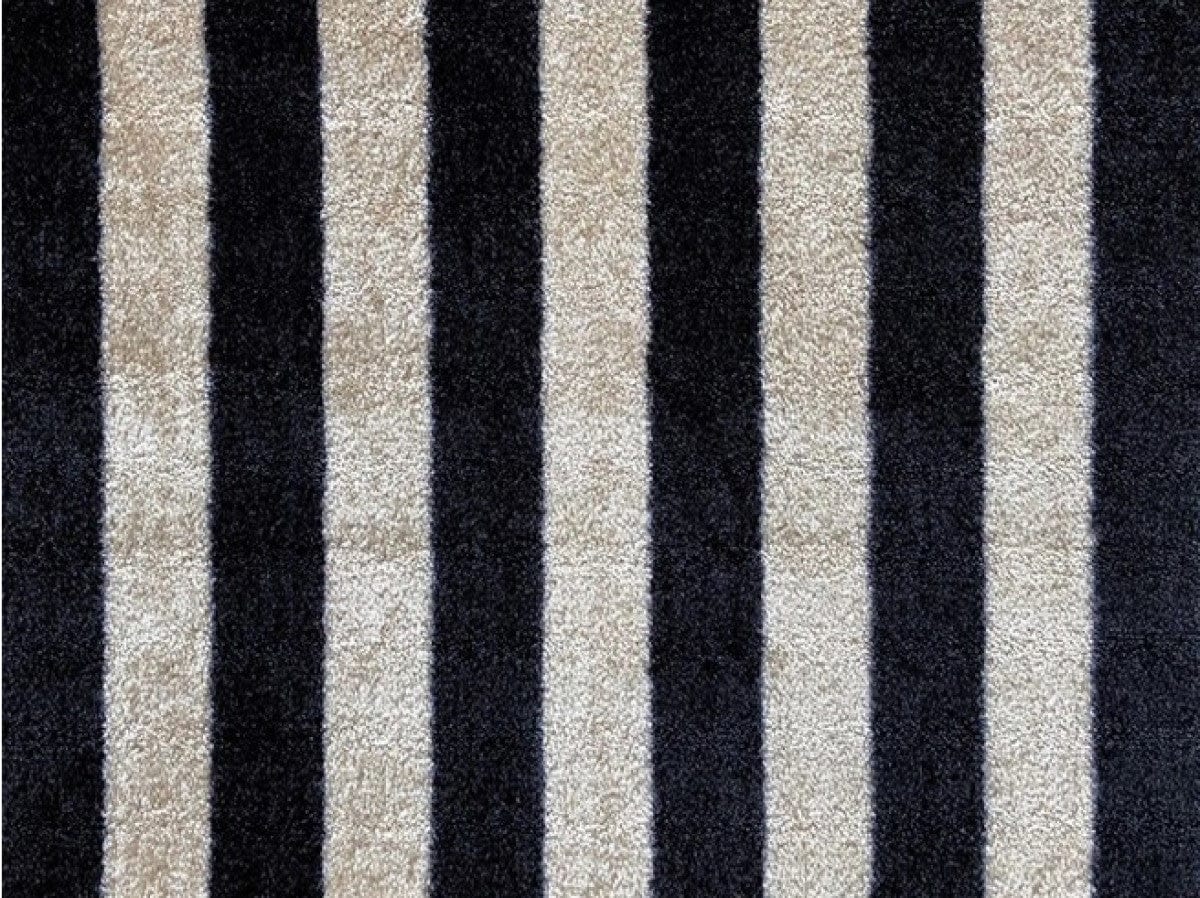 2' X 3' Black and Tan Wide Stripe Washable Floor Mat - Homeroots