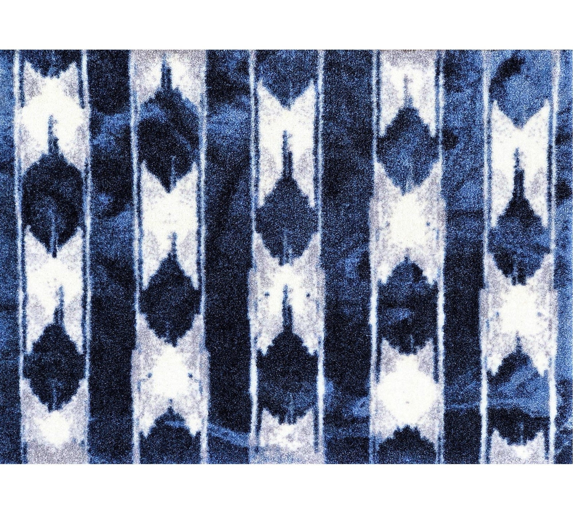 2' X 3' Shades of Blue Abstract Stripes Washable Floor Mat - Homeroots