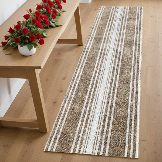 2' X 6' Sandy Shores Regatta Stripe Washable Runner Rug - Homeroots