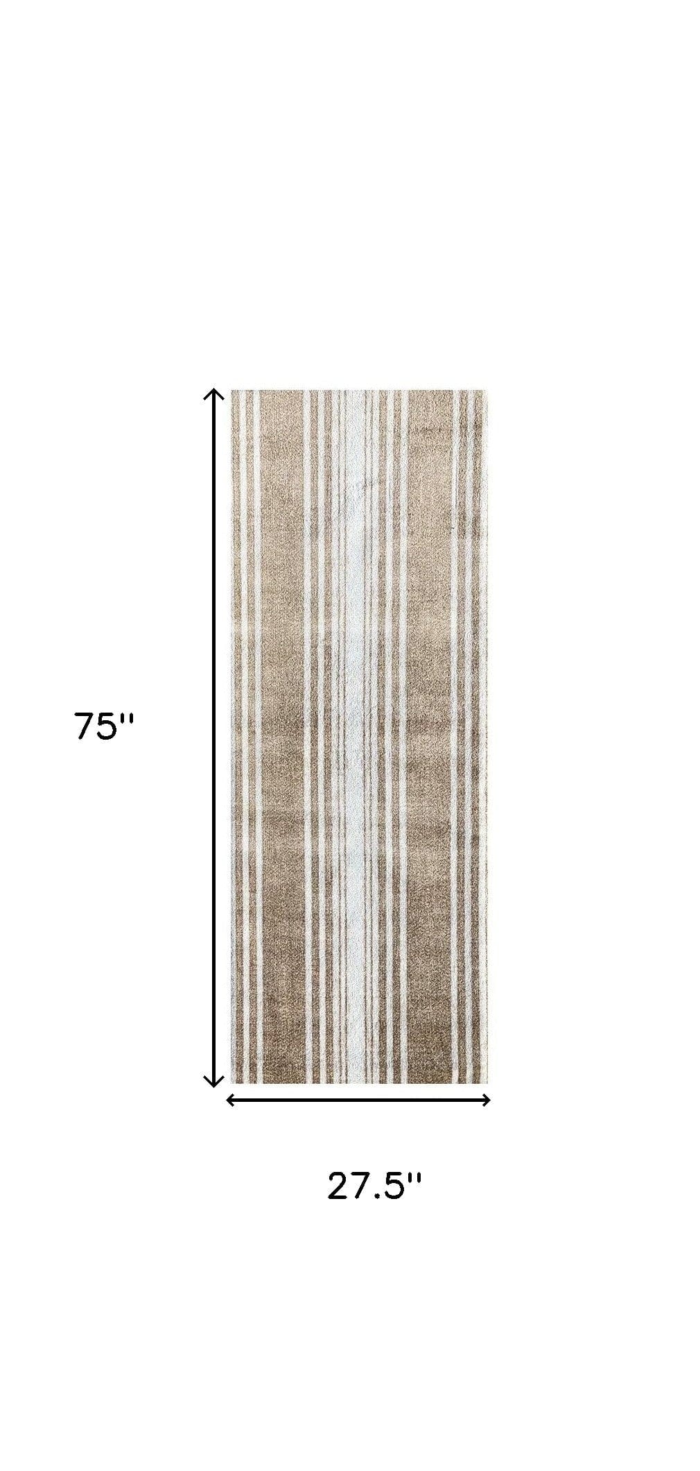 2' X 6' Sandy Shores Regatta Stripe Washable Runner Rug - Homeroots