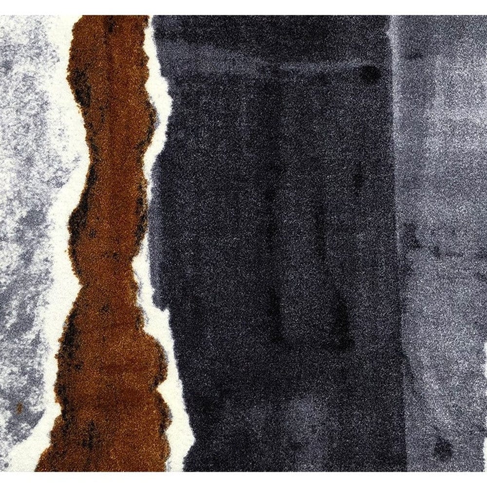 2' X 6' Gray and Brown Abstract Southwest Washable Runner Rug - Homeroots