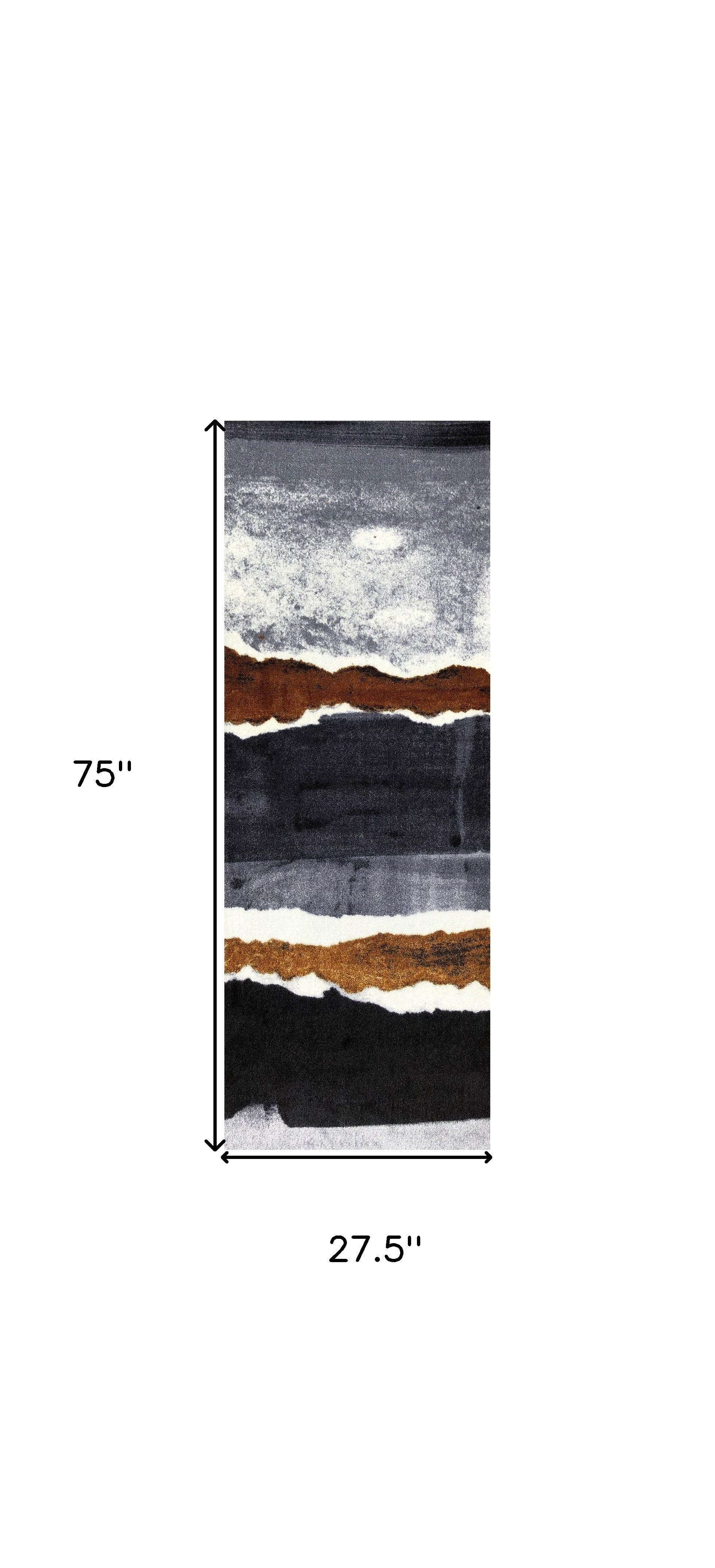 2' X 6' Gray and Brown Abstract Southwest Washable Runner Rug - Homeroots