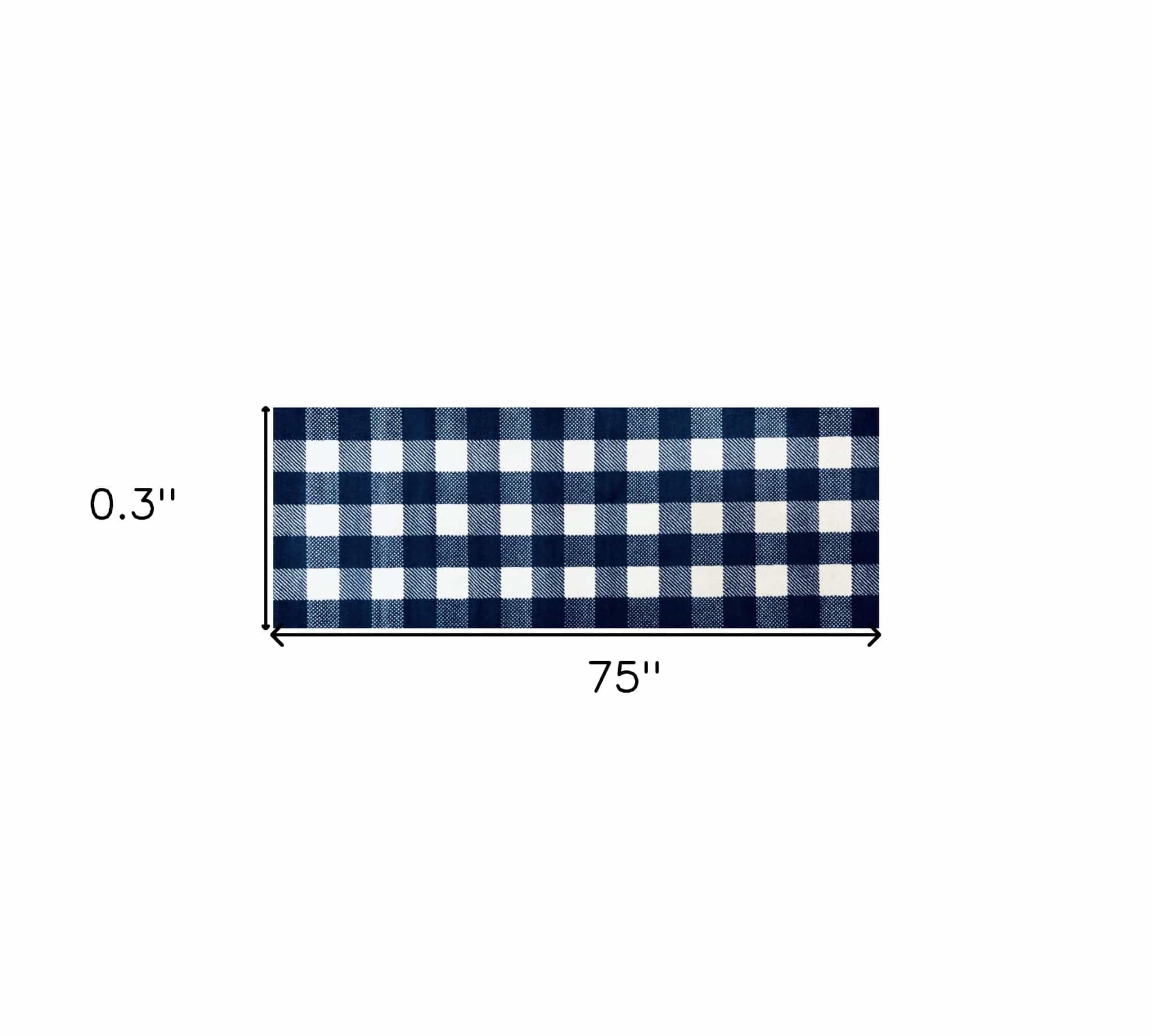 2' X 6' Navy and White Buffalo Plaid Washable Runner Rug - Homeroots