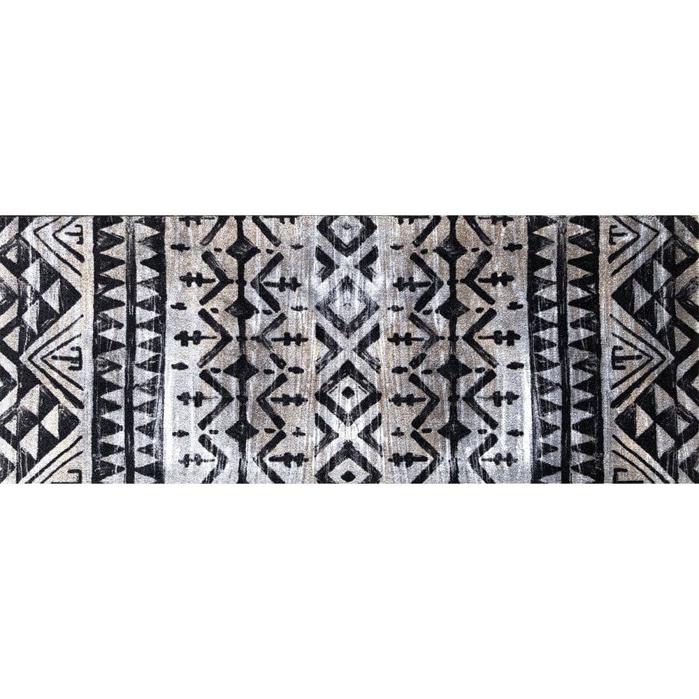 2' X 6' Black and Gray Aztec Washable Runner Rug - Homeroots