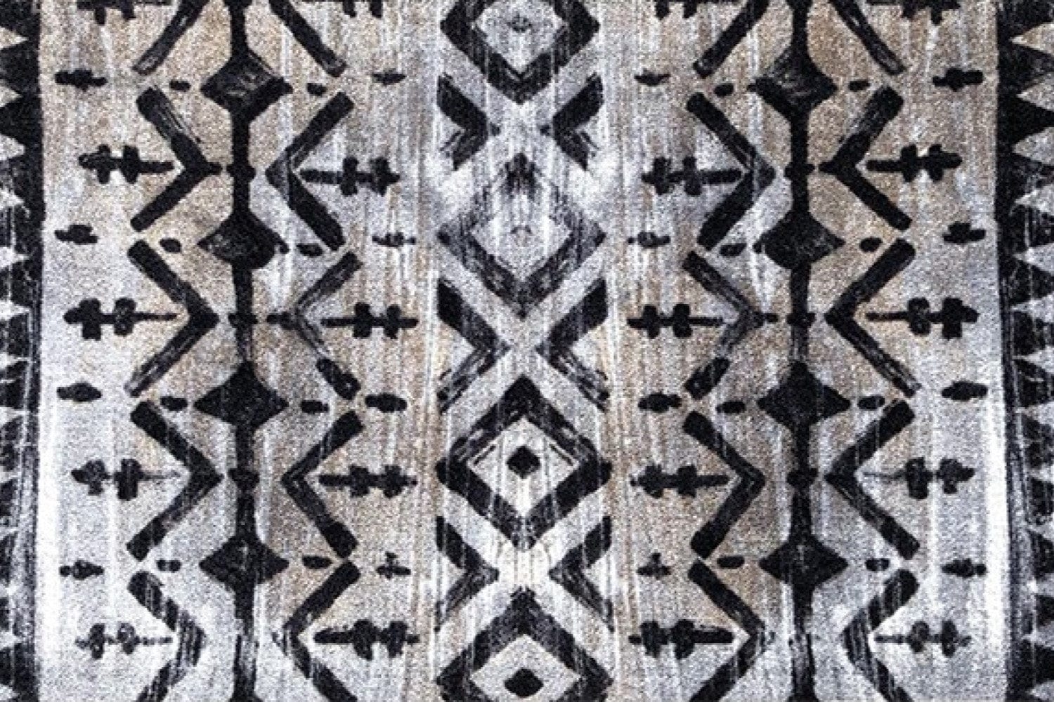 2' X 6' Black and Gray Aztec Washable Runner Rug - Homeroots