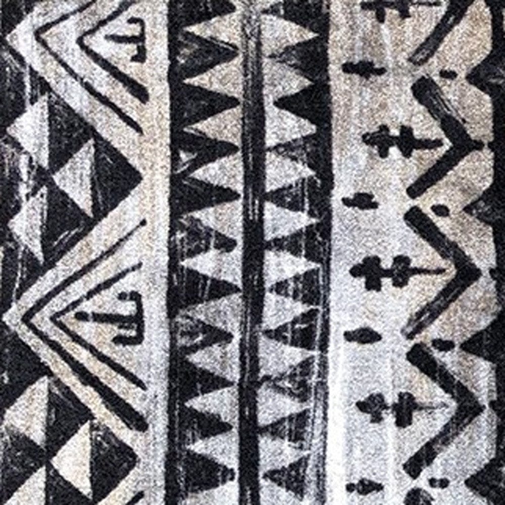 2' X 6' Black and Gray Aztec Washable Runner Rug - Homeroots