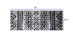 2' X 6' Black and Gray Aztec Washable Runner Rug - Homeroots