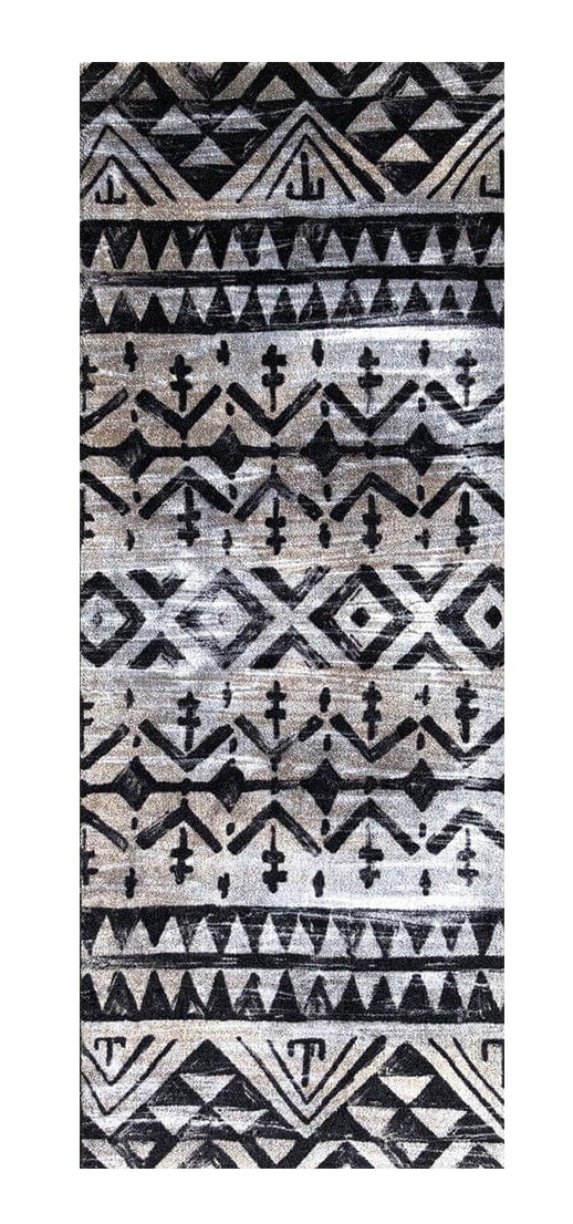 2' X 6' Black and Gray Aztec Washable Runner Rug - Homeroots