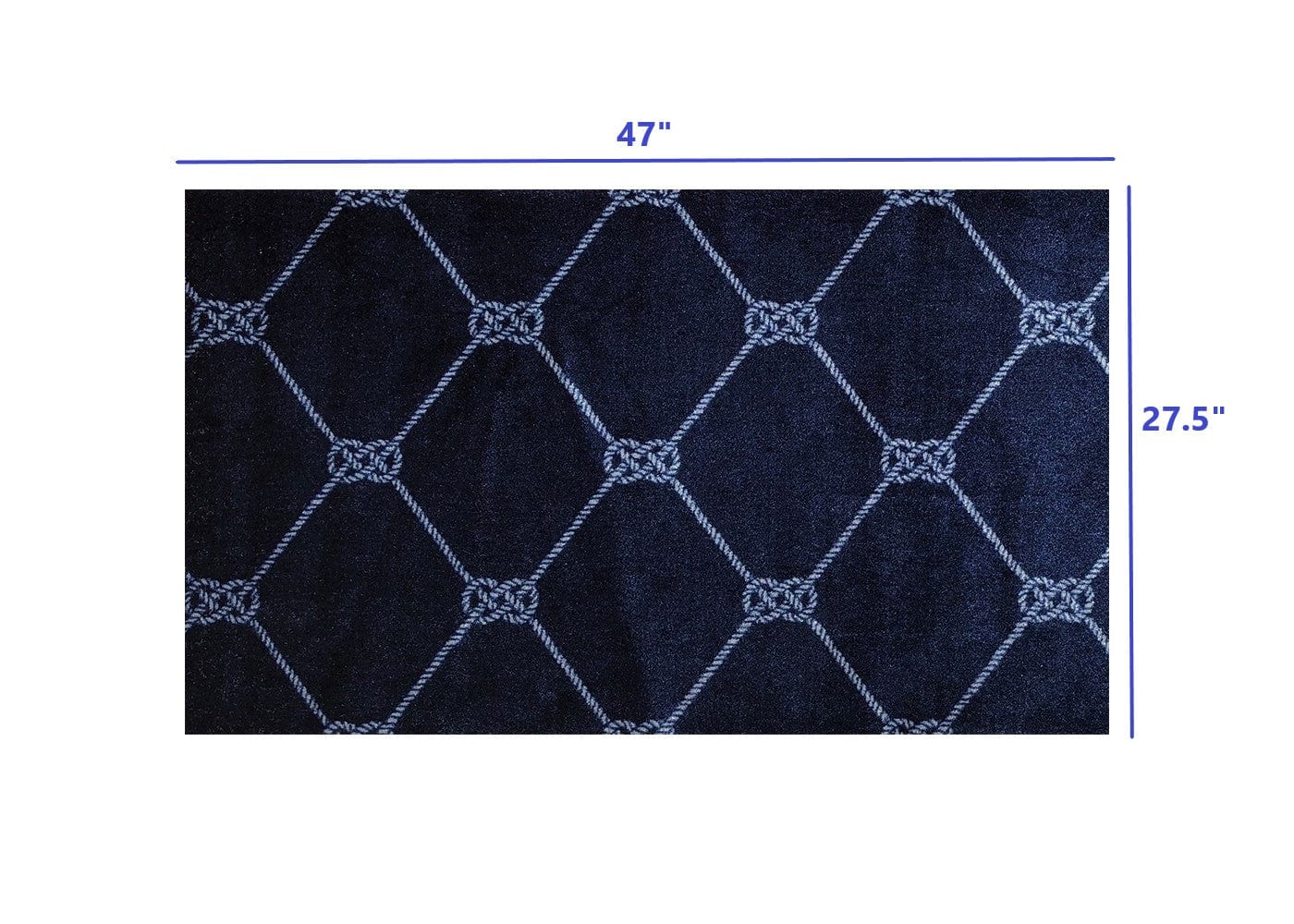 2' X 3' Navy Nautical Knots Washable Floor Mat - Homeroots