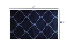 2' X 3' Navy Nautical Knots Washable Floor Mat - Homeroots