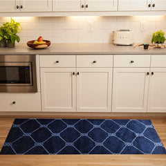 2' X 6' Navy Nautical Knots Washable Runner Rug - Homeroots