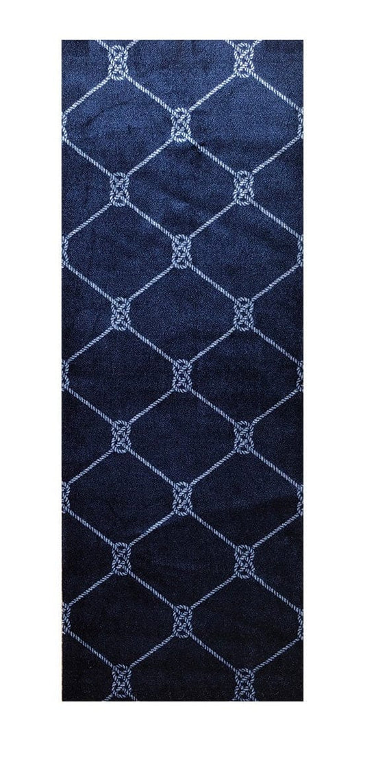 2' X 6' Navy Nautical Knots Washable Runner Rug - Homeroots