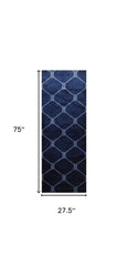 2' X 6' Navy Nautical Knots Washable Runner Rug - Homeroots