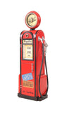 21" Red Metal Hand Painted Gas Pump Sculpture With Clock - Homeroots