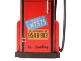 21" Red Metal Hand Painted Gas Pump Sculpture With Clock - Homeroots