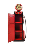 21" Red Metal Hand Painted Gas Pump Sculpture With Clock - Homeroots